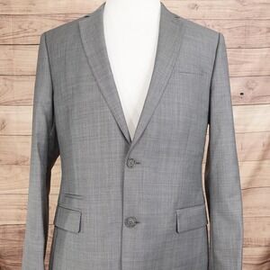 Express Suit Jacket Mens 42L Gray Wool Polyester Photographer Fitted 2 Button